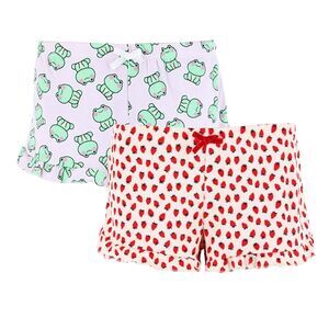 CTM Women's Pointelle Ruffle Pajama Shorts Pack of 2 by strawberrykiss